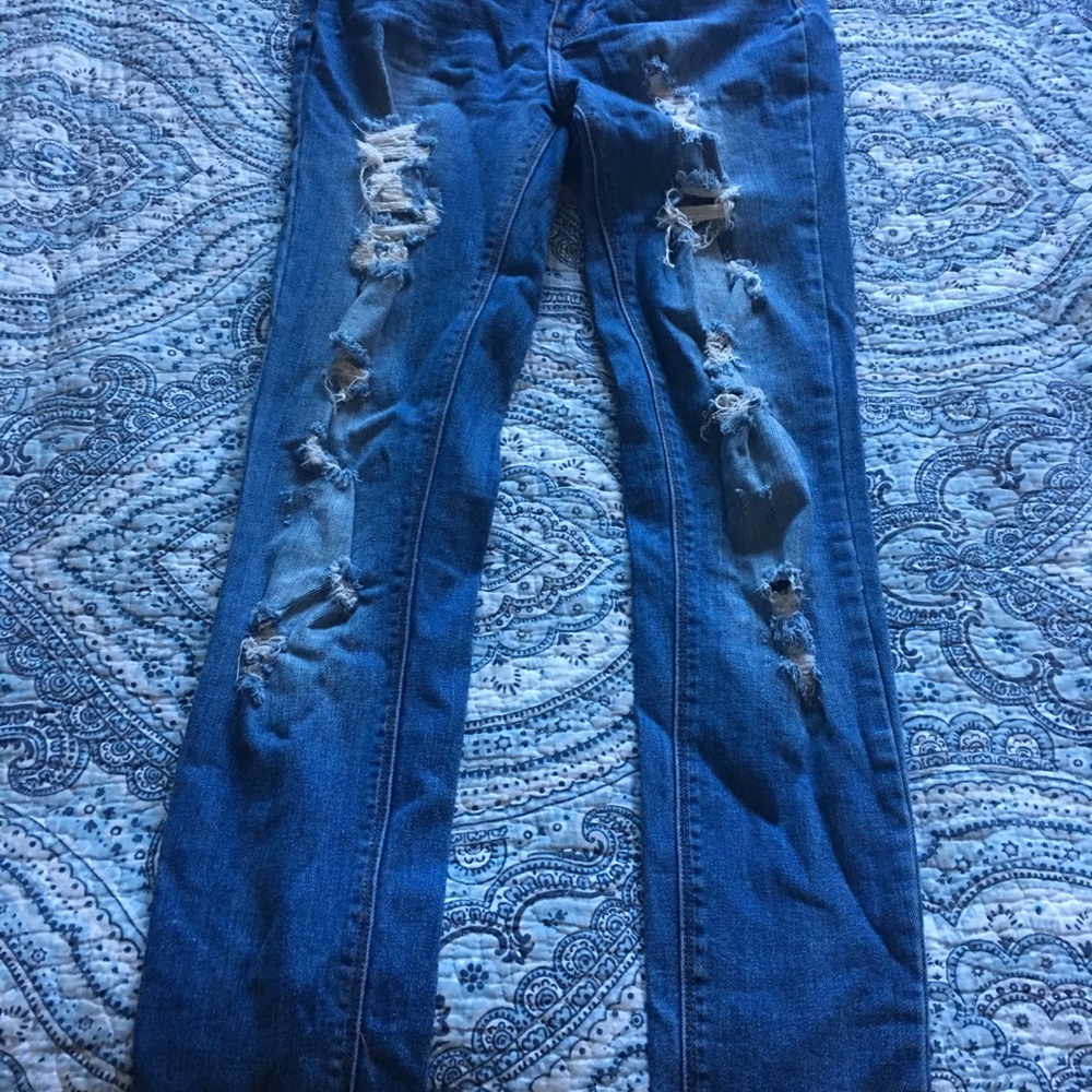 High rise ripped skinny jeans